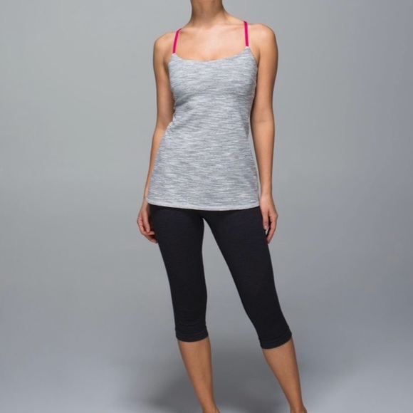Lululemon Dancing Warrior Tank Top Heathered Black / Raspberry Glow, Size 4 NWT - Picture 4 of 8
